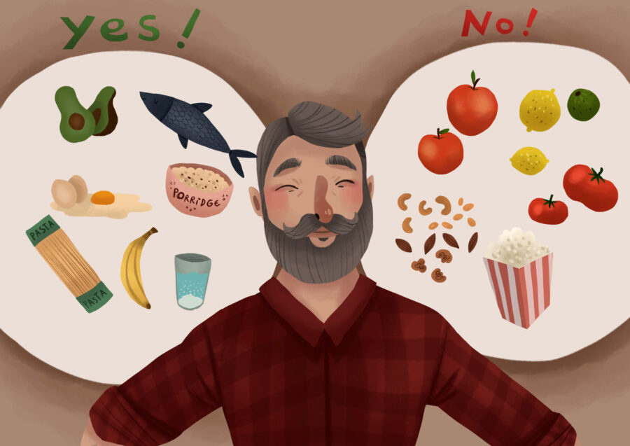 man considering foods to eat after his dental implant for dental implant aftercare
