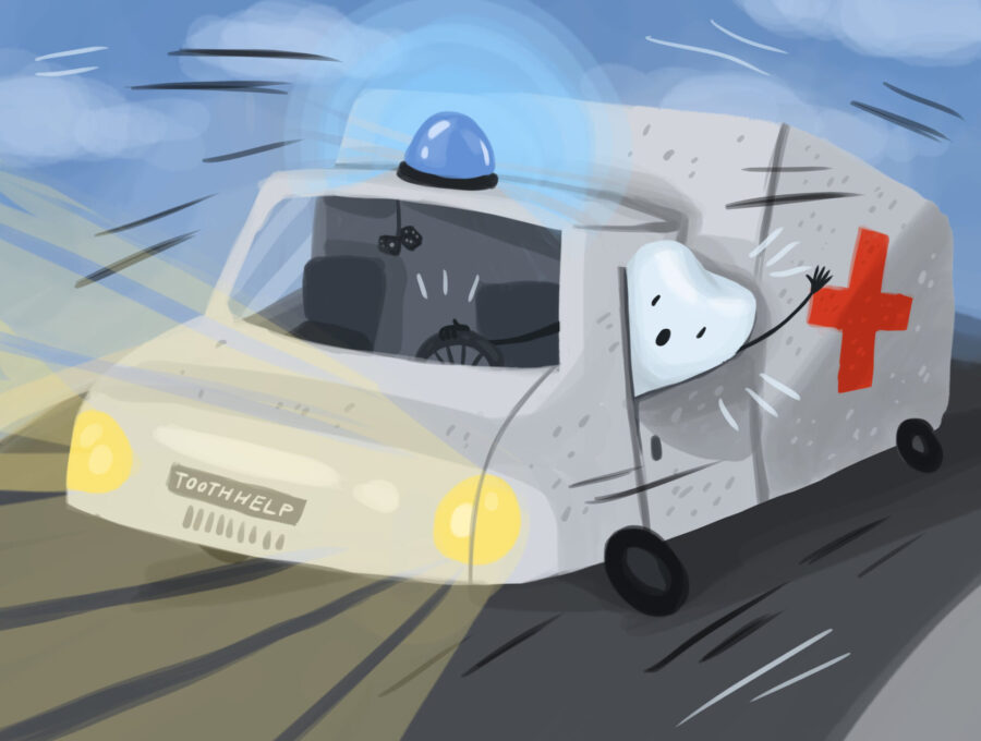 ambulance with a tooth for dental emergencies